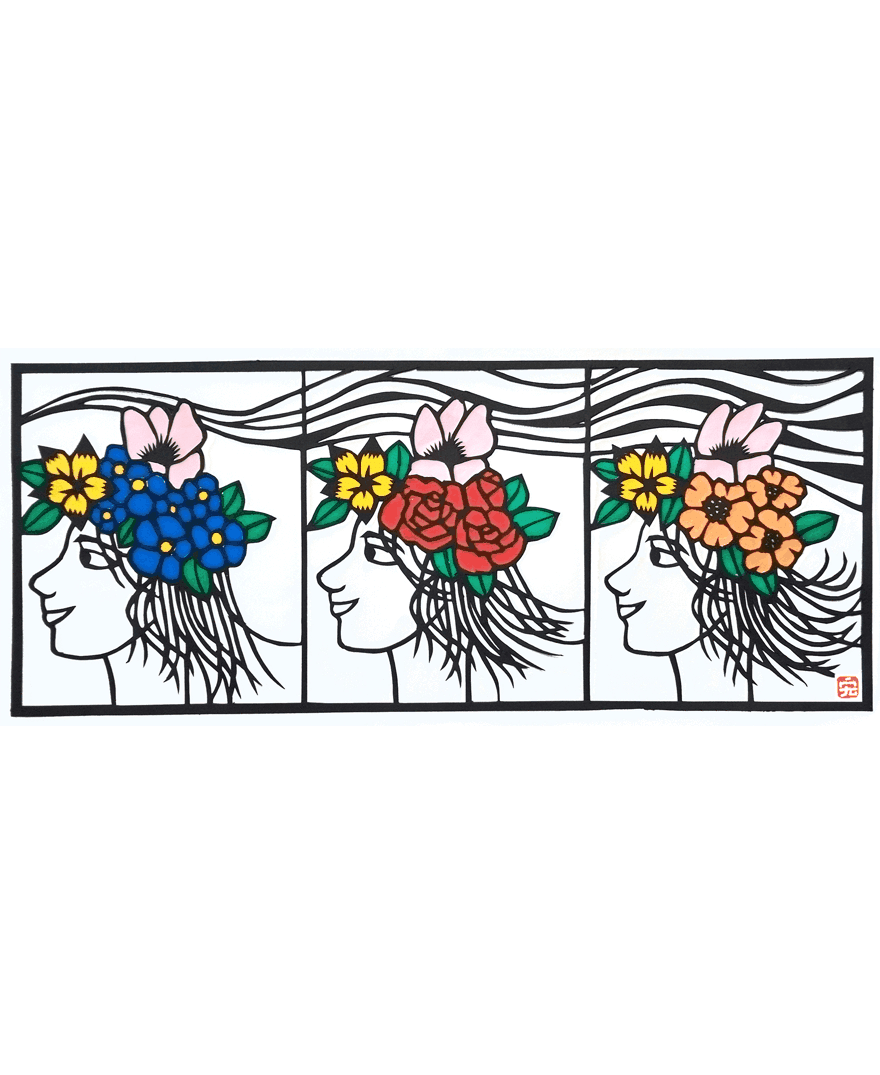 切り絵 風と花と少女｜hiro@moriken