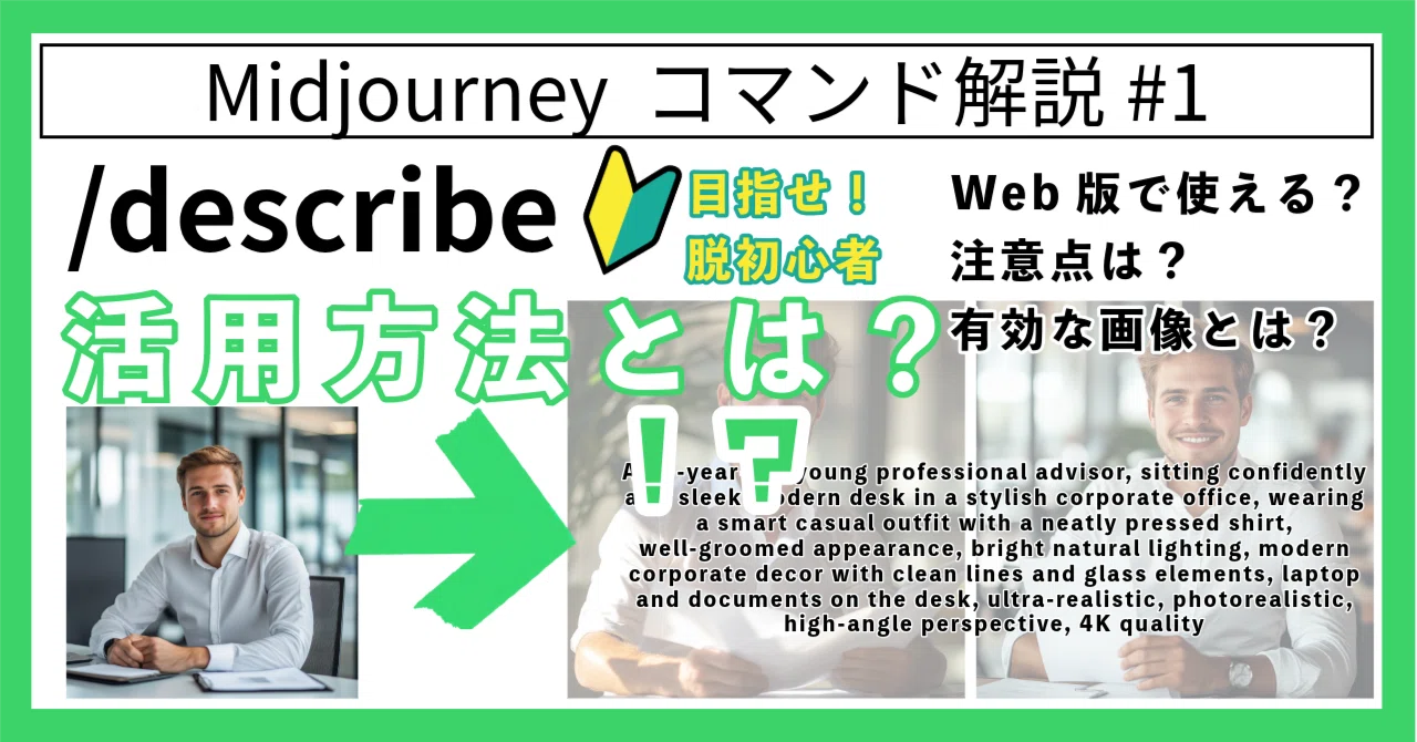 ☆写真追加☆確認用！ Midjourney コマンド解説#1】「/describe」を徹底解説！｜ポコポコ｜AI