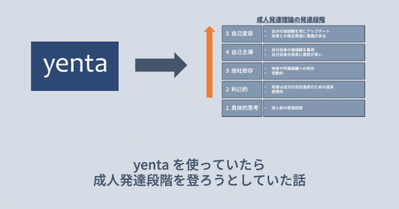 Yenta を使っていたら成人発達段階を登ろうとしていた話 松嶋 活智 Note