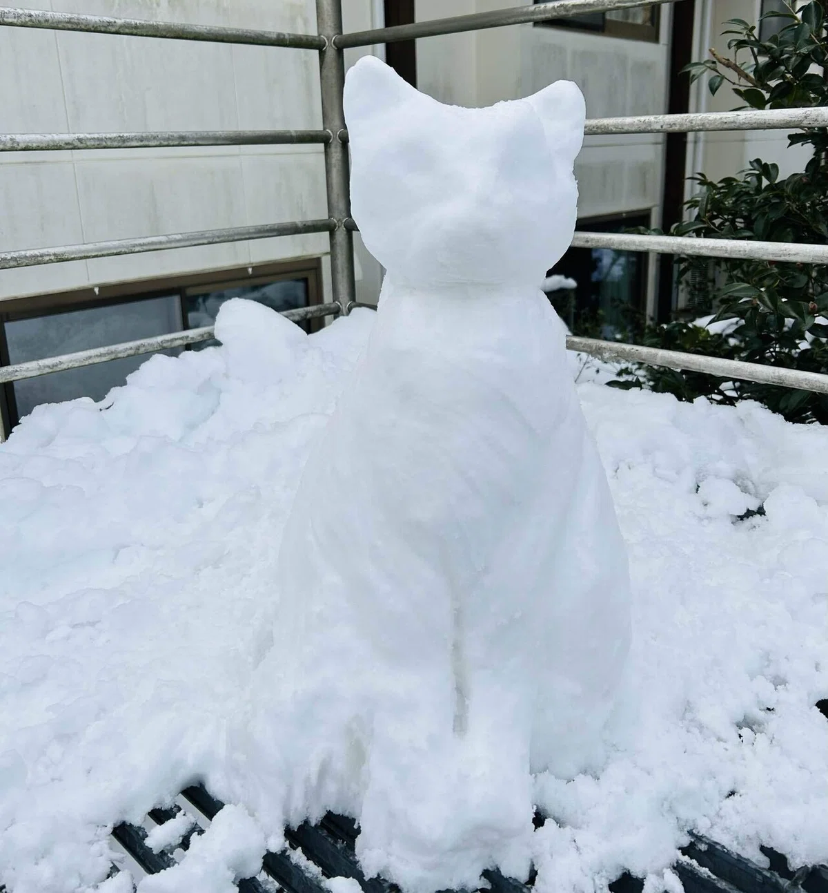 未完に終わったネコの雪像