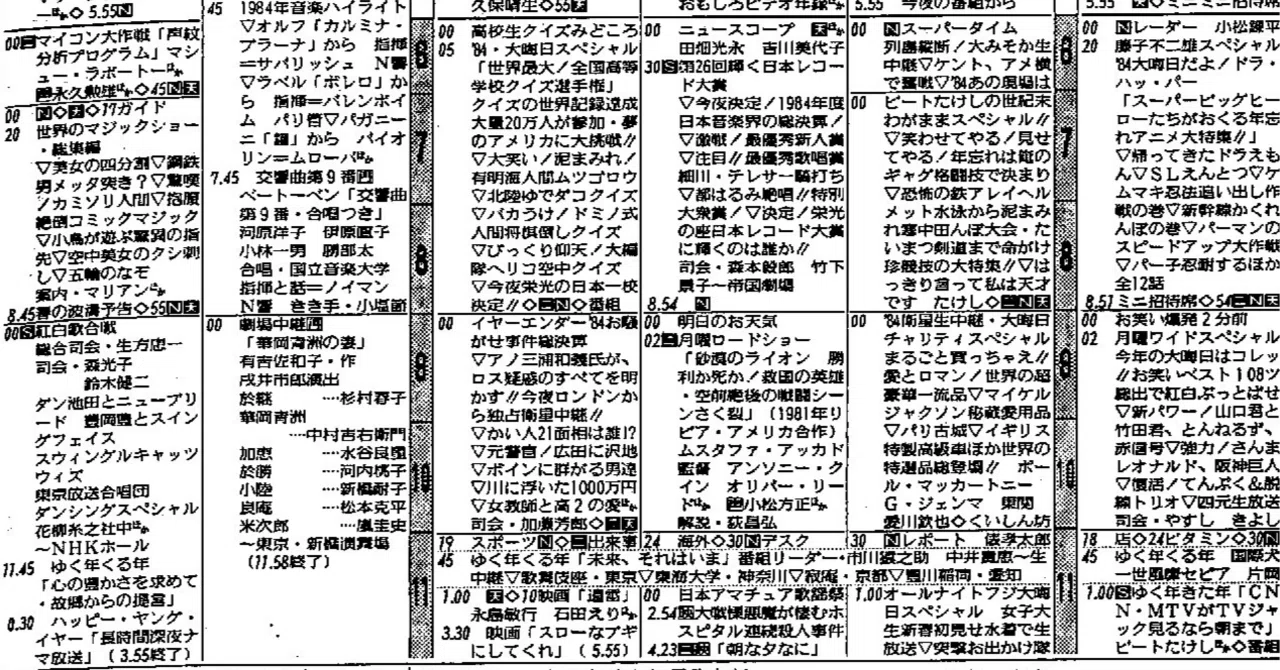 1984年12月31日（月）フジテレビ 『オールナイトフジ大晦日スペシャル