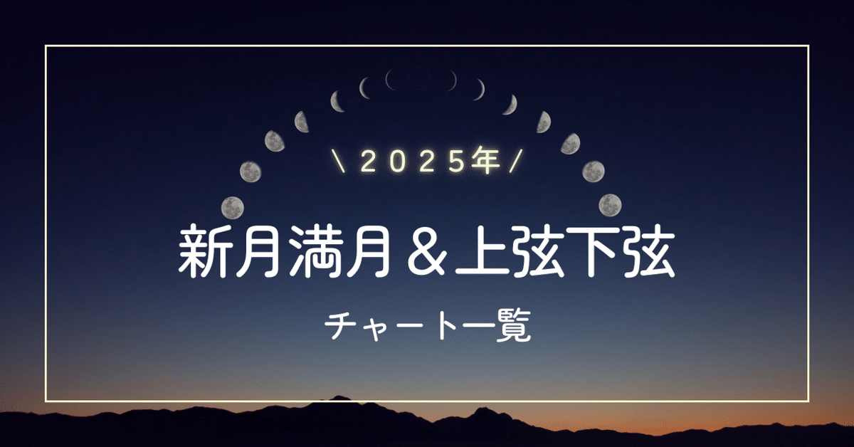 2025年新月と満月＆上弦下弦図チャート一覧｜乙女座の心理占星家