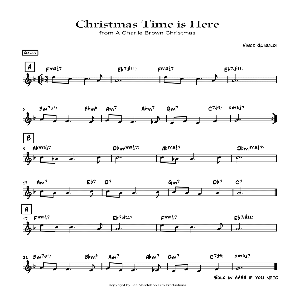 Christmas Time is Here(Sheet music)｜牛心。