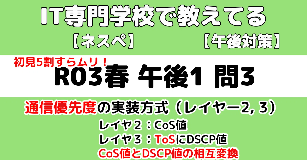 ネスペ】令和3年春午後1問3の解説（ネットワークスペシャリスト試験