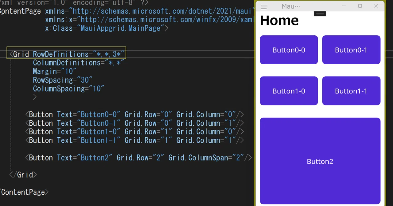 【.NET MAUI】Gridグリッドレイアウトの使い方メモ【C#プログラミング初心者】|Yuu