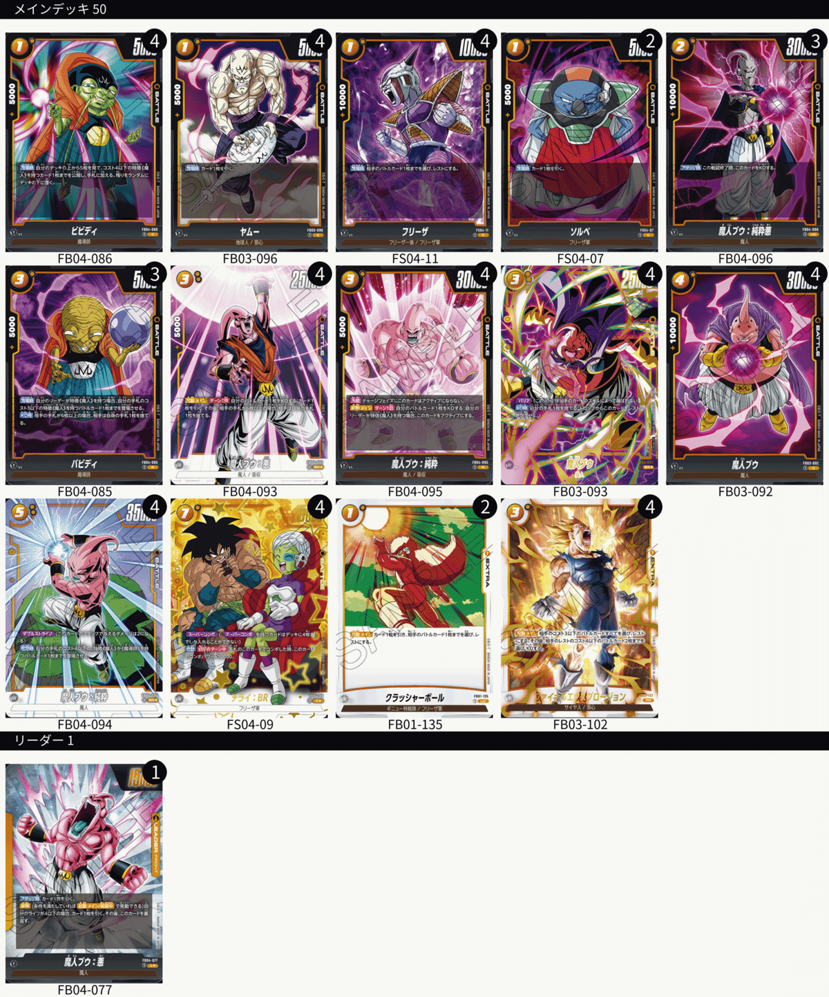 日本決勝best64 ×2］「5弾環境についても記載」クラボ入り魔人ブウ：悪