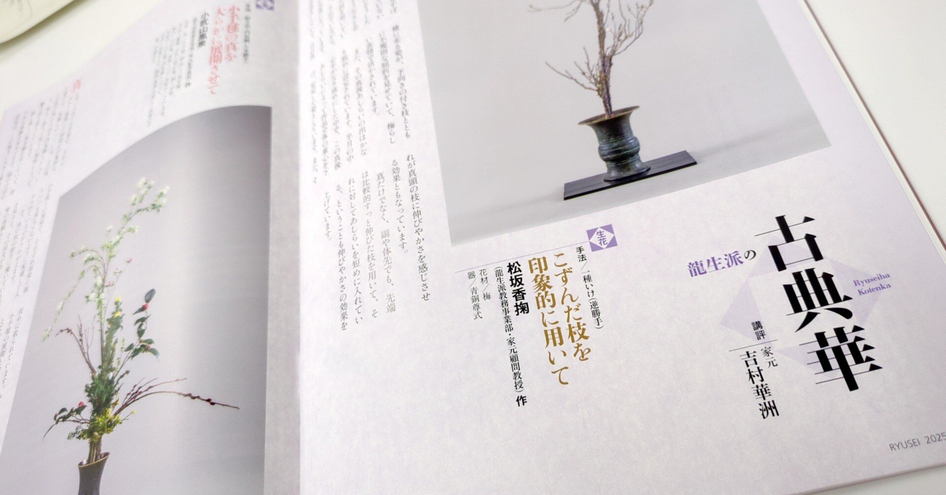 生花=梅の一種いけ／立華=小手毬の真で（2025年1月号「龍生派の古典華