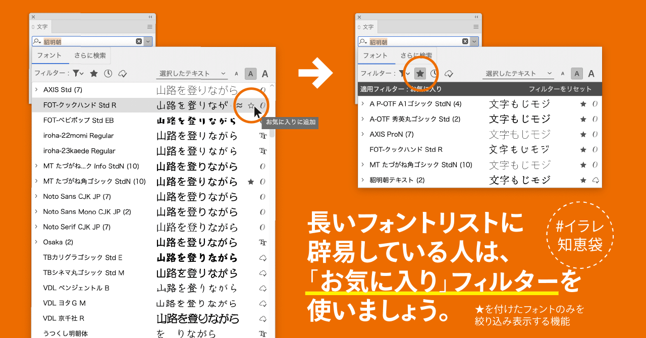 よく使うフォントは お気に入り フィルターで管理する Dtp Transit 別館 Note