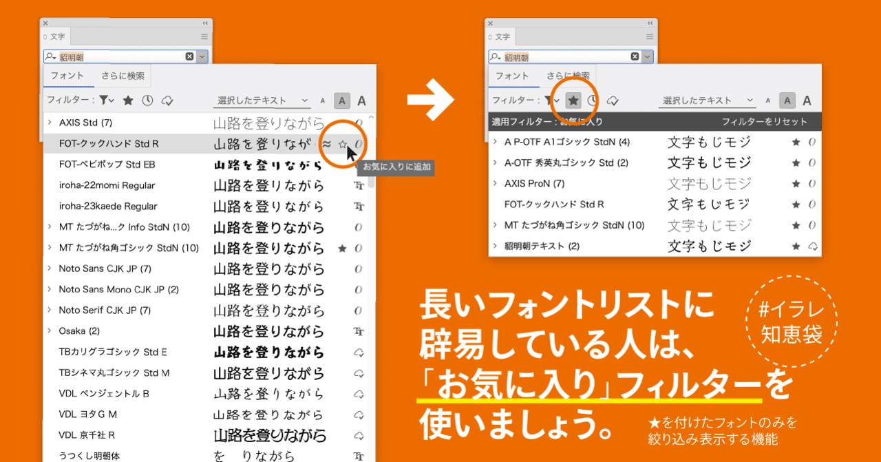 よく使うフォントは お気に入り フィルターで管理する Dtp Transit 別館 Note