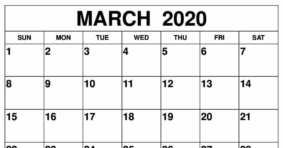 Free Printable March 2020 Calendar Wiki Calendar Com