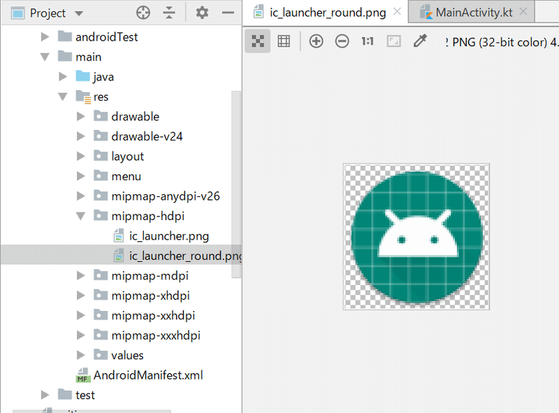 Android Studio アプリのアイコンの変更 Teamsom Note