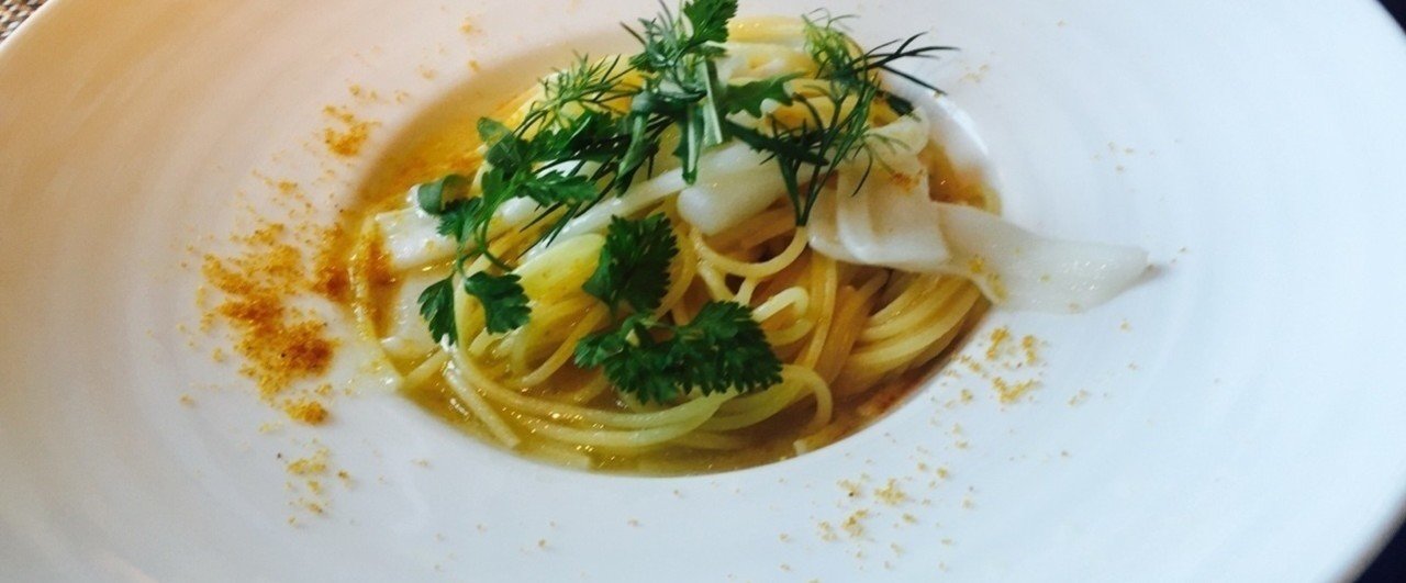 アオリイカとカラスミのパスタ みずのさちこ Note