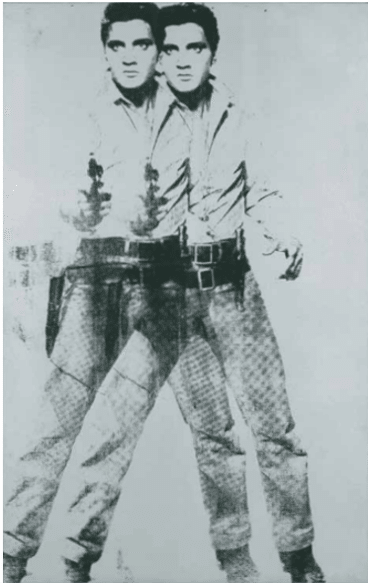 ウォーホルは『Flaming Star』のエルヴィス写真を基に制作。1963年の初