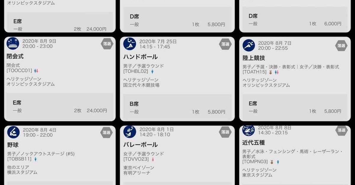 東京オリンピックチケット二次抽選当落結果｜ククルクルル