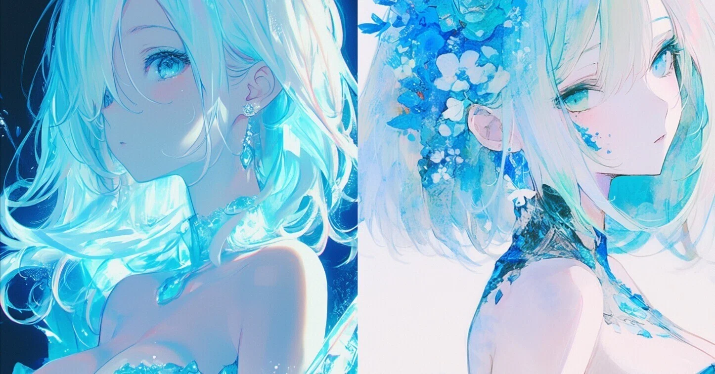 画像生成AI プロンプト図鑑 0051 蒼い幻想水彩1（無料有）｜ぐふとくく