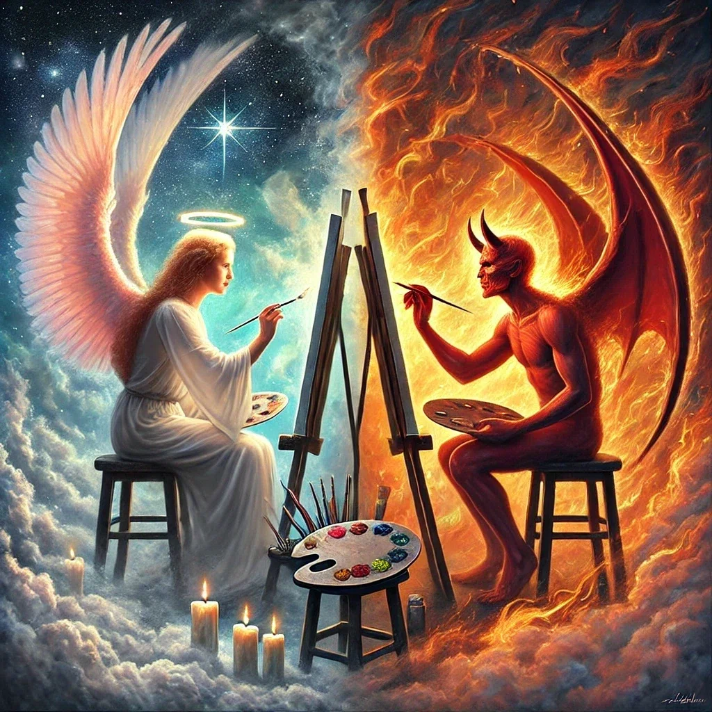 天使が悪魔を描き、悪魔が天使を描く。そのキャンバスにはどんな天使と悪魔が描かれているのだろう。|惠美須丈史(サルバドール・ヱビ)