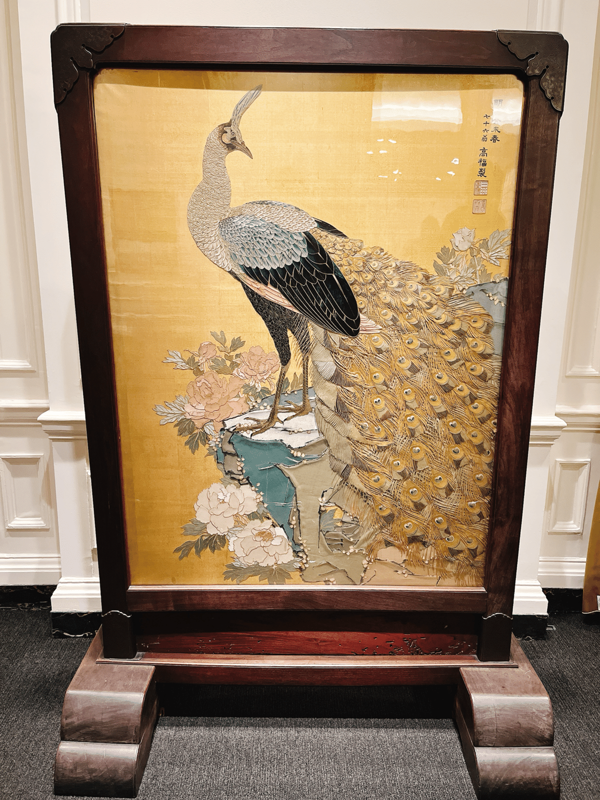 買い誠実 美品 掛け軸 円山応挙筆 重要文化財「孔雀牡丹図」江戸時代中 絵画