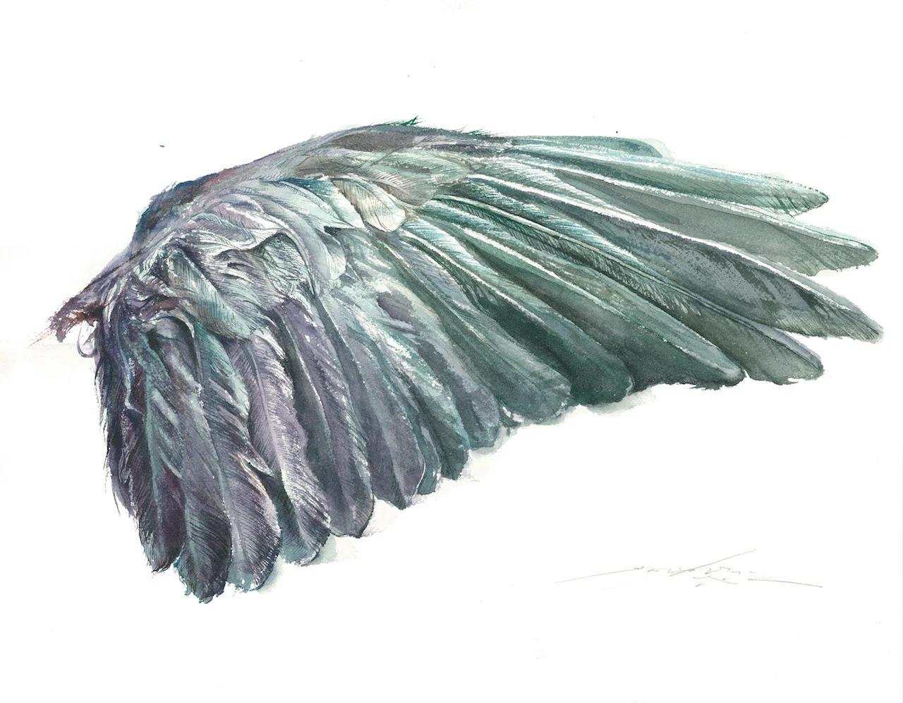 烏の濡れ羽 舞い落ちる テクスチャーアート 18×18㎝ S0 原画1点のみ 鳥展（at home）〜カラスの濡羽〜｜齋藤悠紀