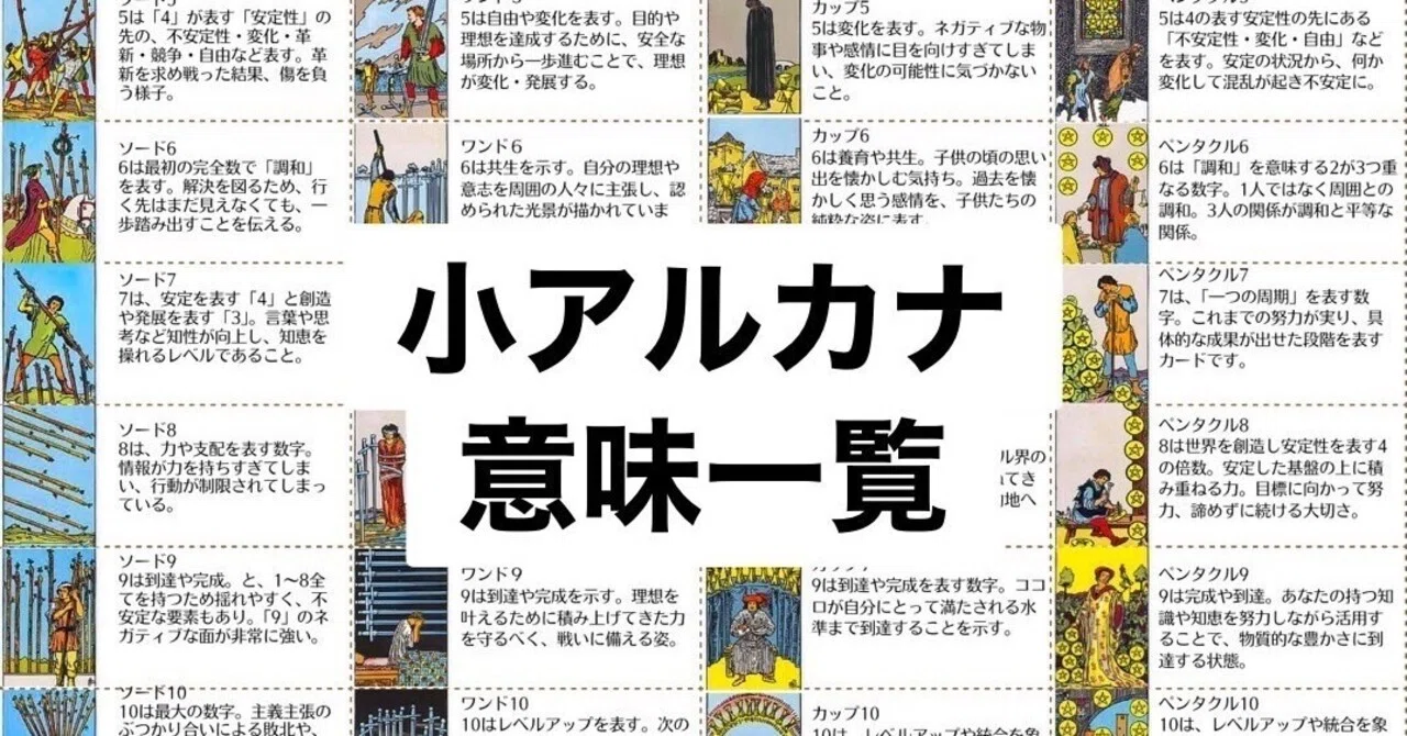 タロットカード 絵柄 一覧 pdf タロット解釈意味一覧 画像 天才えり