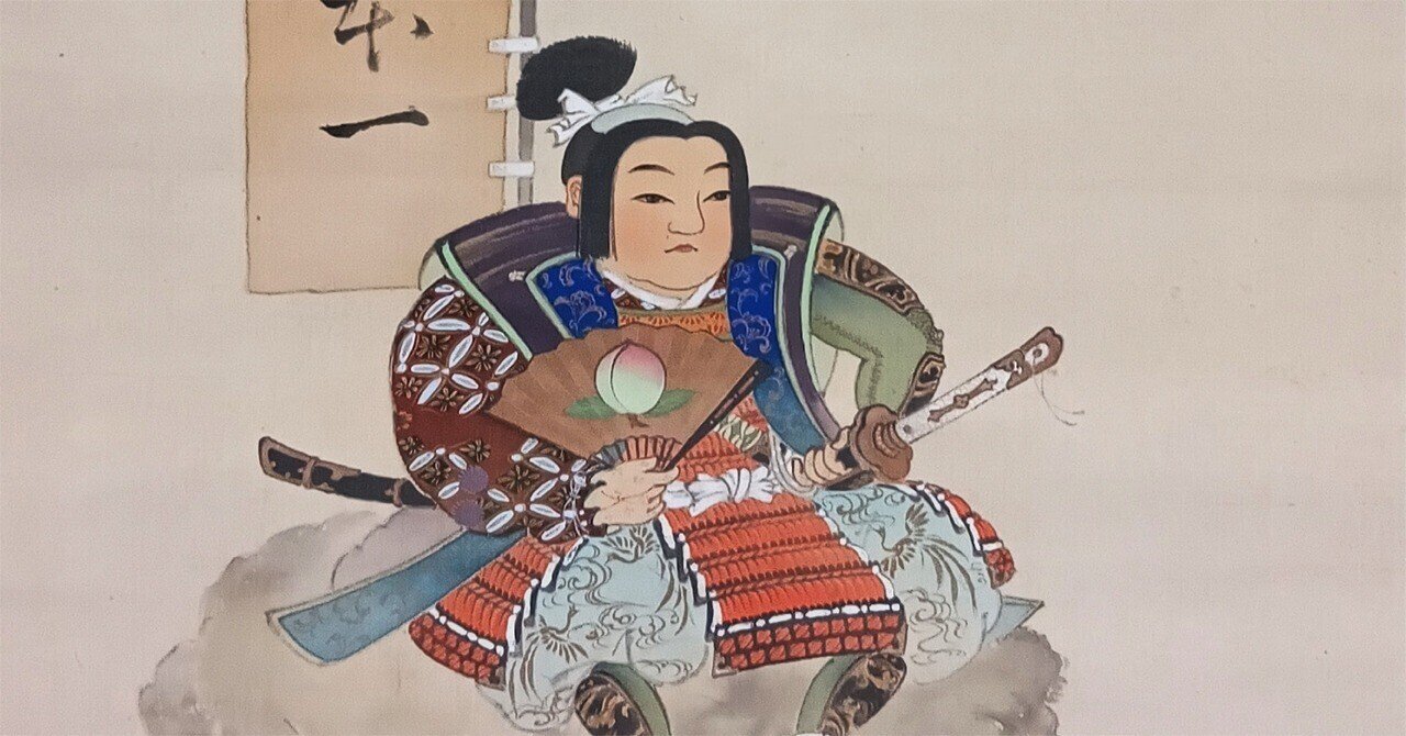 桃太郎肉筆日本画 武士 手描き アート 掛軸　時代物桐箱付 桃太郎の掛軸｜犬山日本一桃太郎会