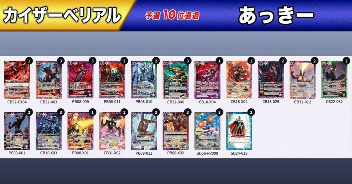 ウルトラマンカップ優勝 転醒ベリアル採用型ベリアルデッキ