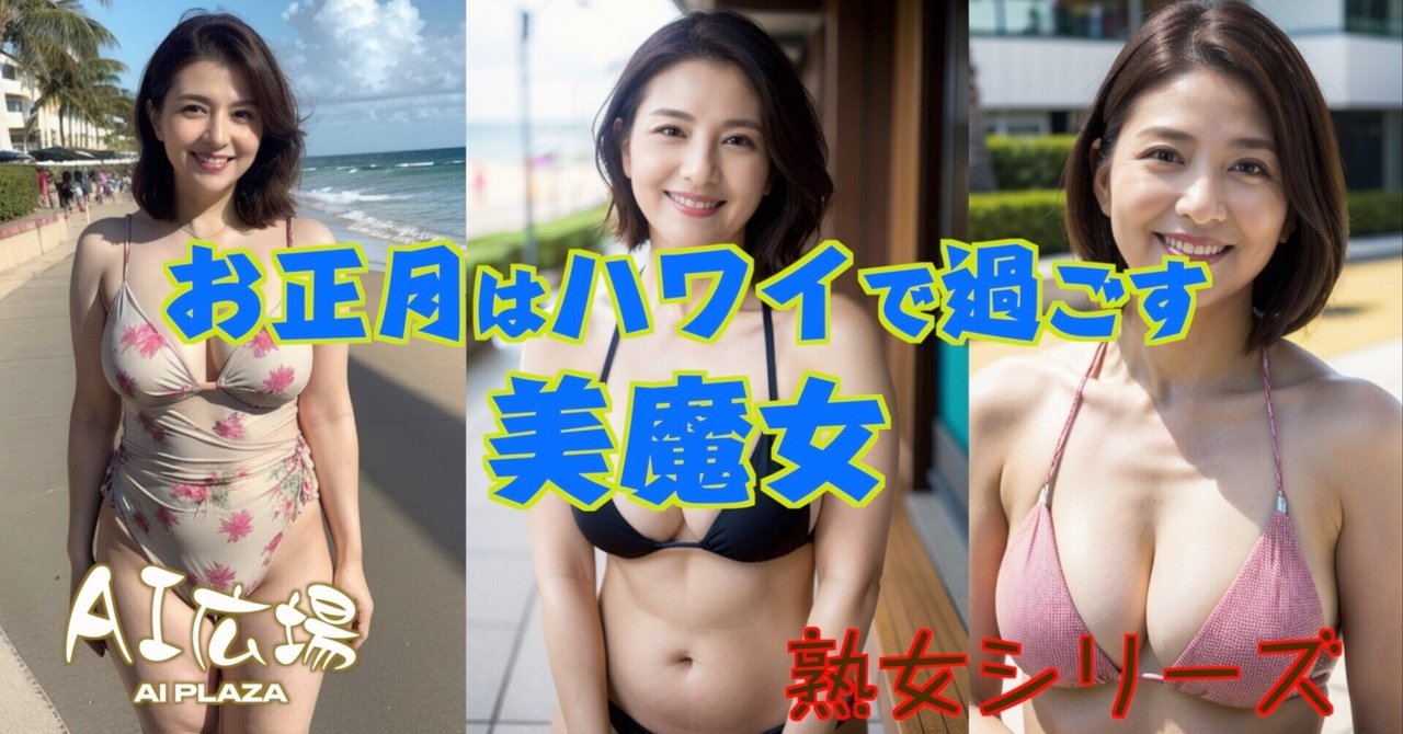 超熟女おばさん画像掲示板 AI美女AI広場 熟女シリーズ お正月はハワイで過ごす美魔女の使用画像｜AI広場