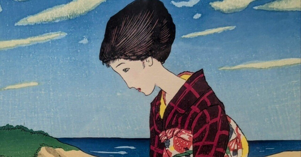 竹久夢二木版画秋の空