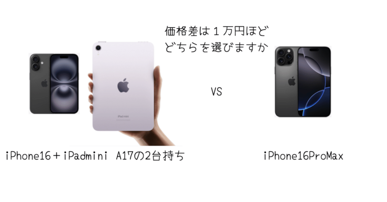 iPhone][iPad]iPhone16＋iPad mini A 17Proの2台持ちとiPhone16ProMax