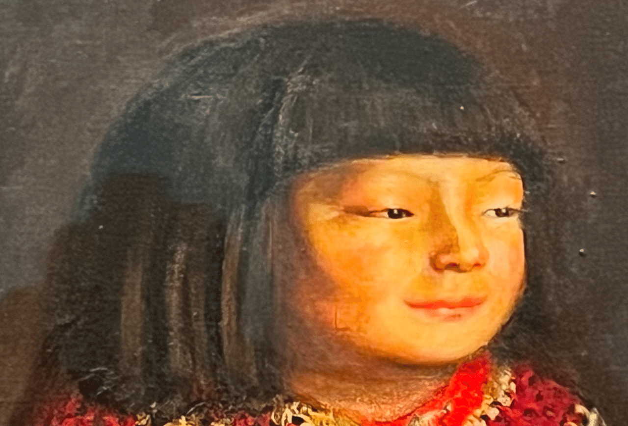 真作　岸田劉生　画題「柿」　岸田麗子鑑定シール　油彩画　作品サイズ　縦２４ｃｍ×横３４cm