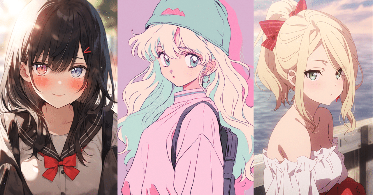 アニメ風女性キャラクターイラスト 絵柄指定プロンプト】最新アニメ風、レトロ風…Midjourneyで自在