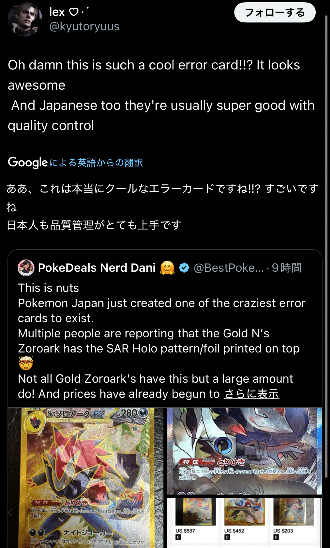 2】Nのゾロアーク エラーカード / 海外の反応｜dede