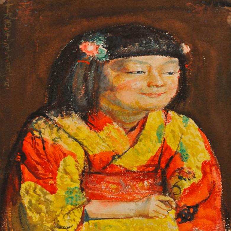 岸田劉生 麗子微笑 1923年頃　肉筆油彩画　紙本著色・額装 岸田劉生 麗子微笑 1923年頃 肉筆油彩画 紙本著色・額装 岸田劉生 麗子