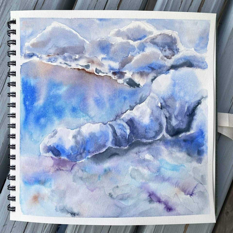ウェットインウェットに苦戦！「1日でこんなに美しく描ける風景の水彩レッスン」その5｜くろり｜ HSP/内向型｜ボチボチときめき絵日記, image size:1280x960