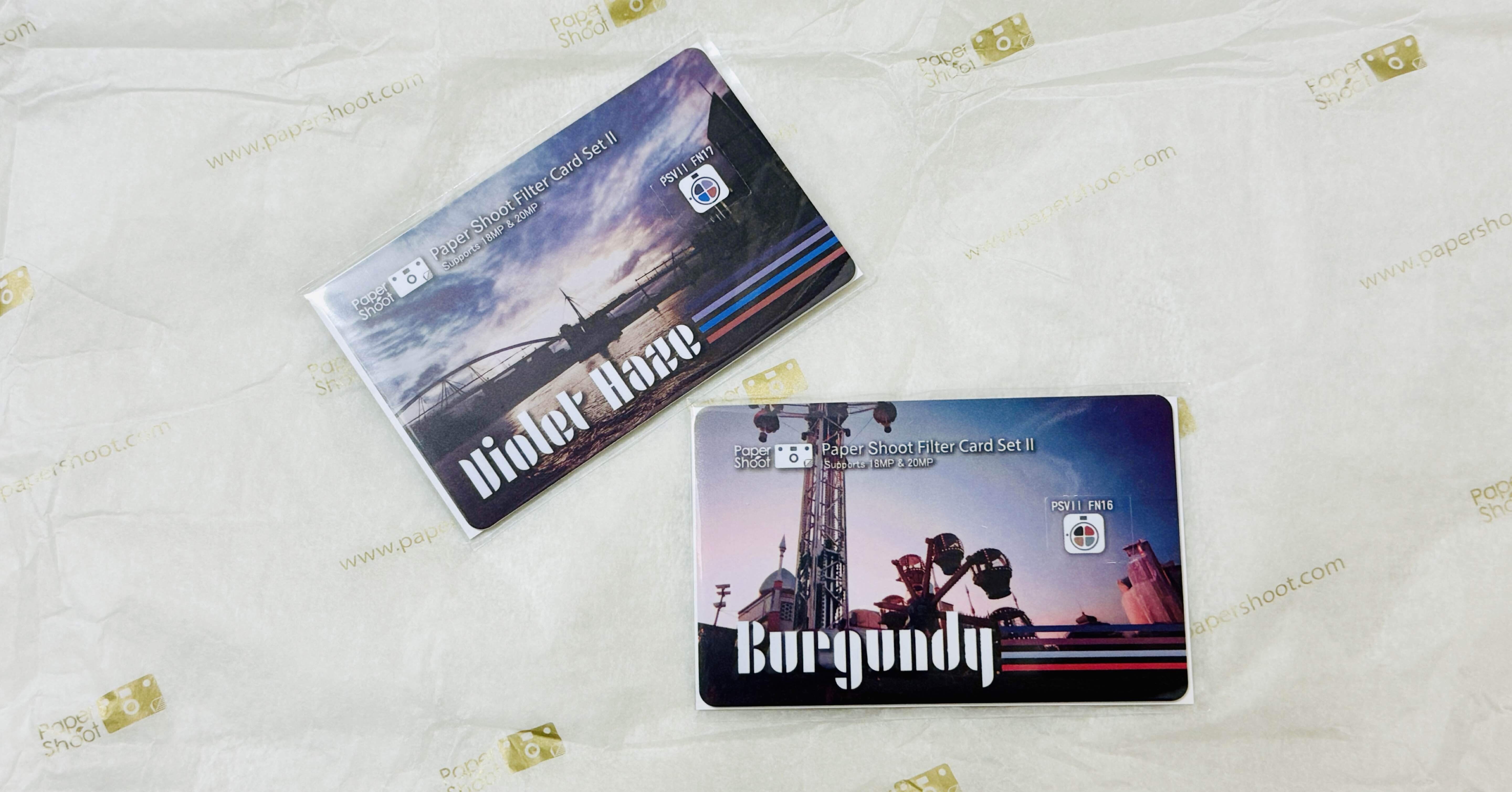 Paper Shootとフィルターカード「Violent Haze」「Burgundy」と写真と