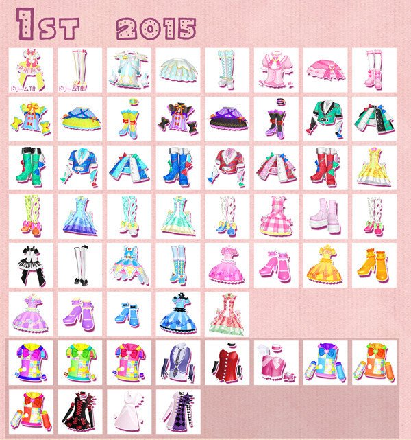 プリパラ 筐体排出新アイテム一覧表 15 4 Mt Note