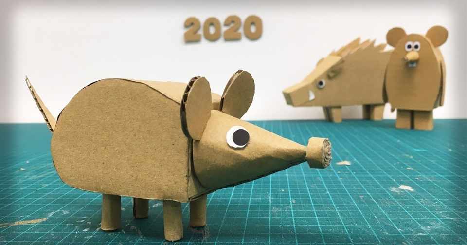年賀 ねずみを作ってつっぱしろう ダンボールジョー Note