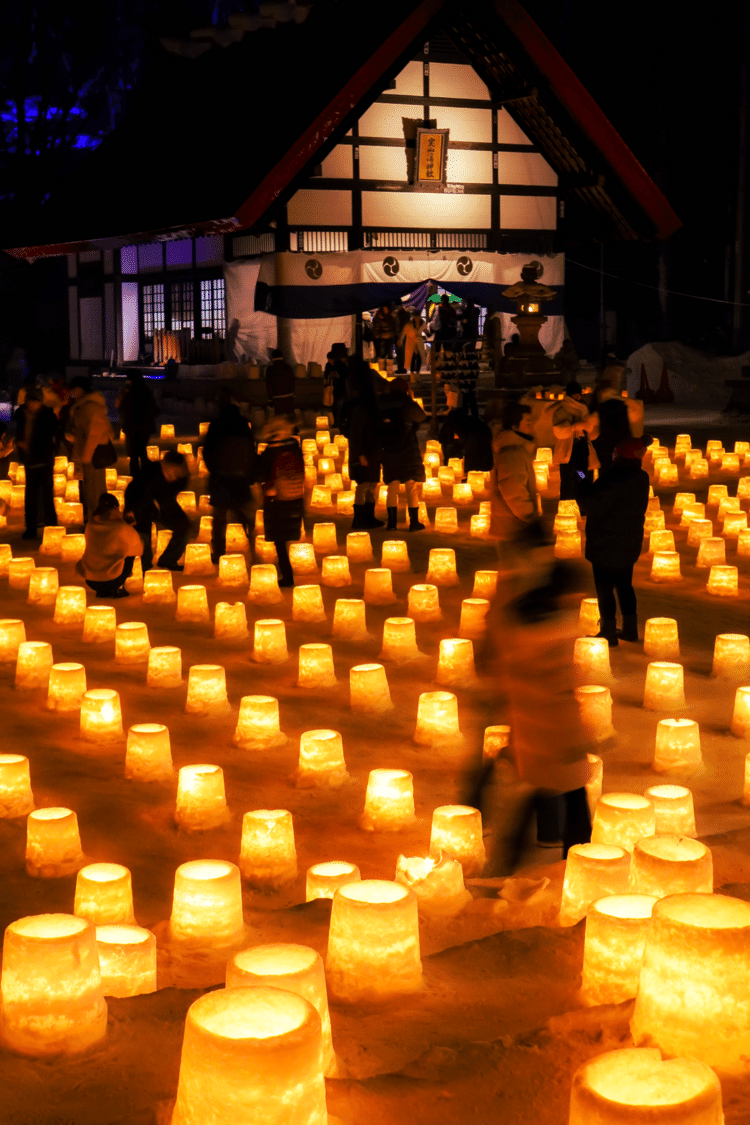 定山渓神社でのイベント、雪灯路