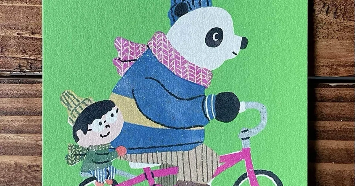 パンダ 花 水彩画 原画 欲しけれ