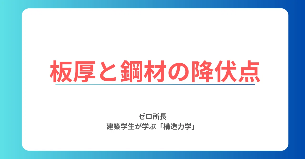 板厚と鋼材の降伏点(一級-23年-学科4-問29)｜ゼロ所長【ゼロ所長と学び直す構造力学】