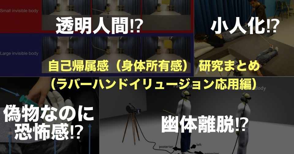 自己帰属感 身体所有感 研究まとめ ラバーハンドイリュージョン