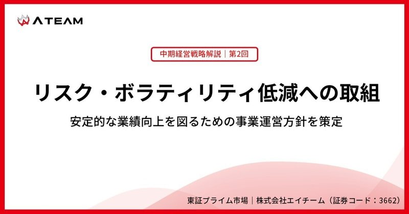 【戦略解説②】リスク・ボラティリティの低減に向けた取り組み（エイチーム:3662）のイメージ画像
