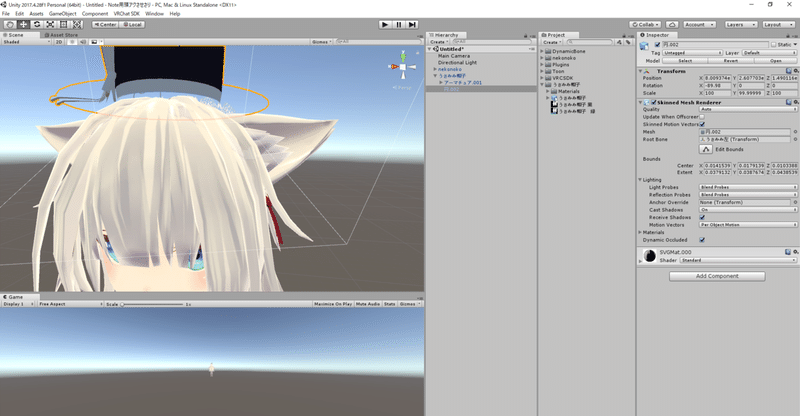 Unity 2017.4.28f1 Personal (64bit) - Untitled - Note用頭アクさせさり - PC, Mac &amp; Linux Standalone _DX11_ 2019_12_26 18_45_19