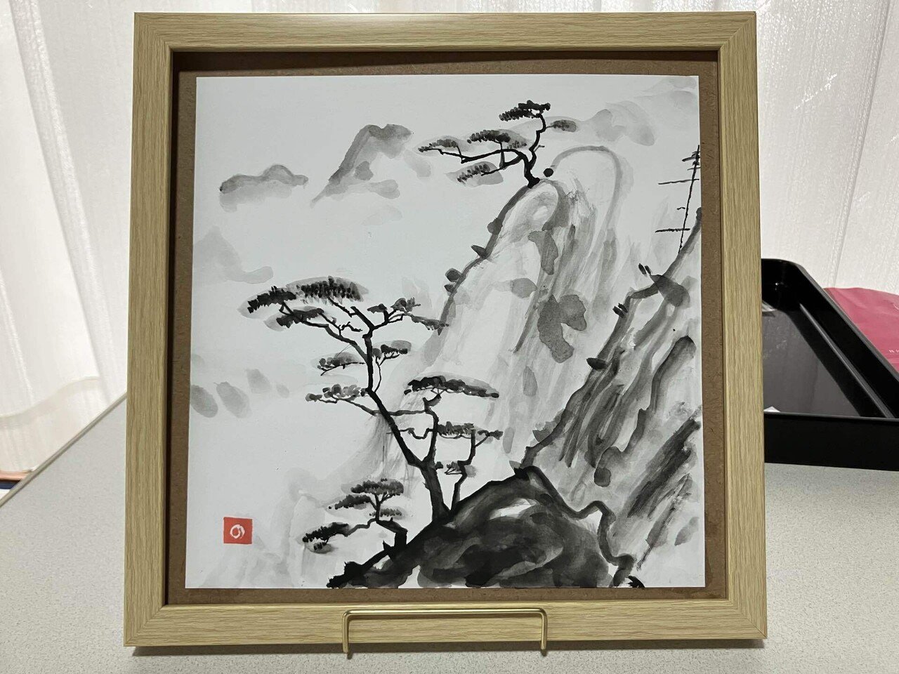 水墨画 風景画 木製フレーム付き ＊サイズ表記更新 楽天市場