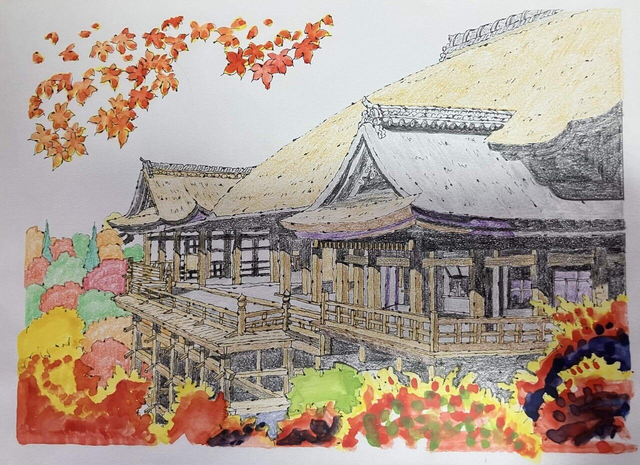 清水寺の塗り絵です。｜まる
