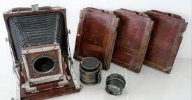 年代物 大判 OKUHARA CAMERA オクハラカメラ 暗箱蛇腹カメラ 木製