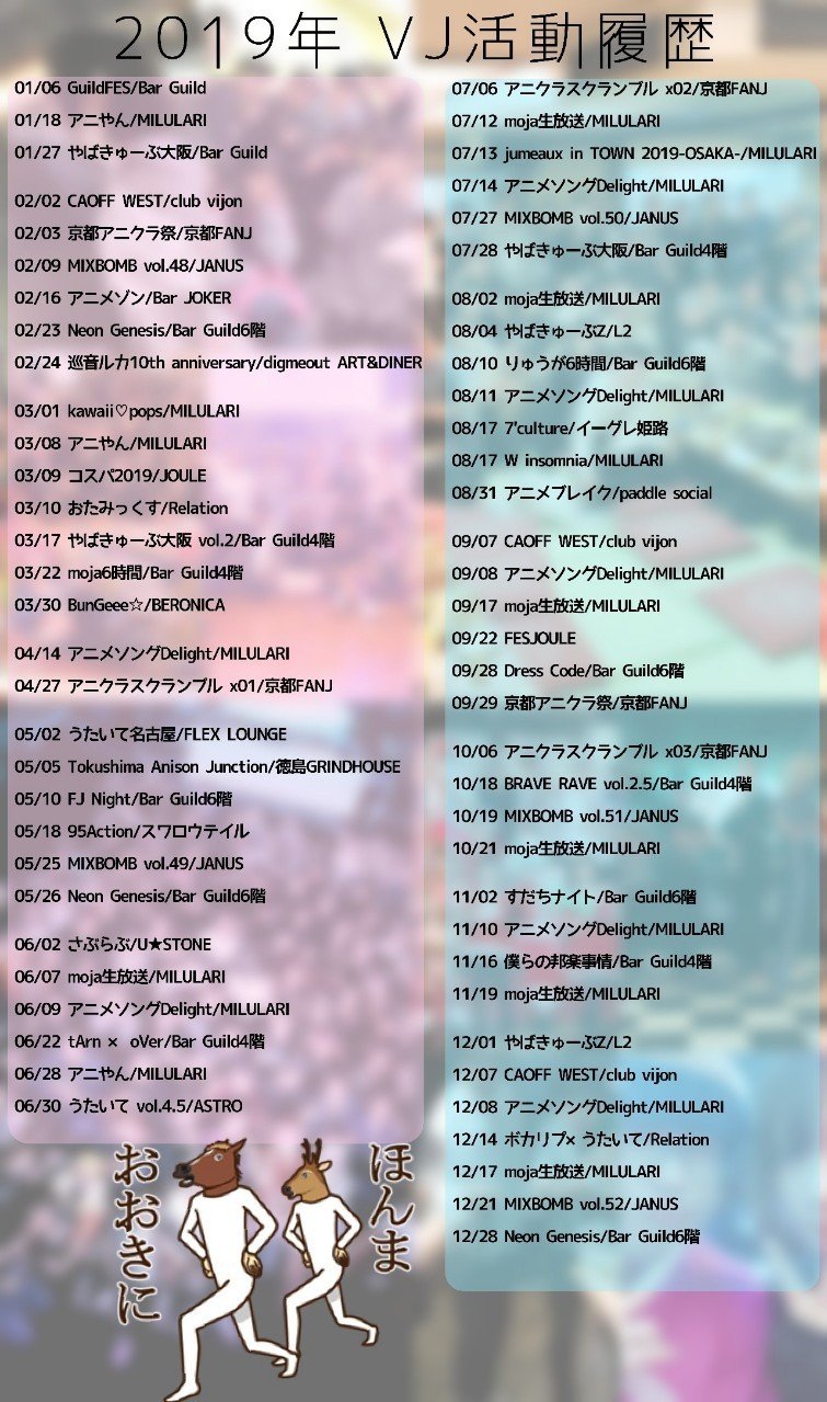 19年のvj活動総括 みのり Note 19年のvj活動総括 みのり Note