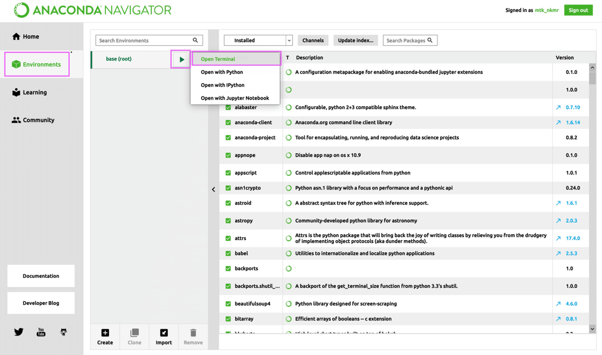 anacondaにライブラリをインストール