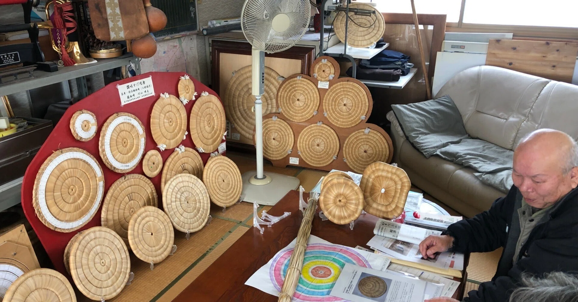 激安卸売り 39A15○古い 円座5客 茶道具○敷物/菅円座/天然素材/煙草