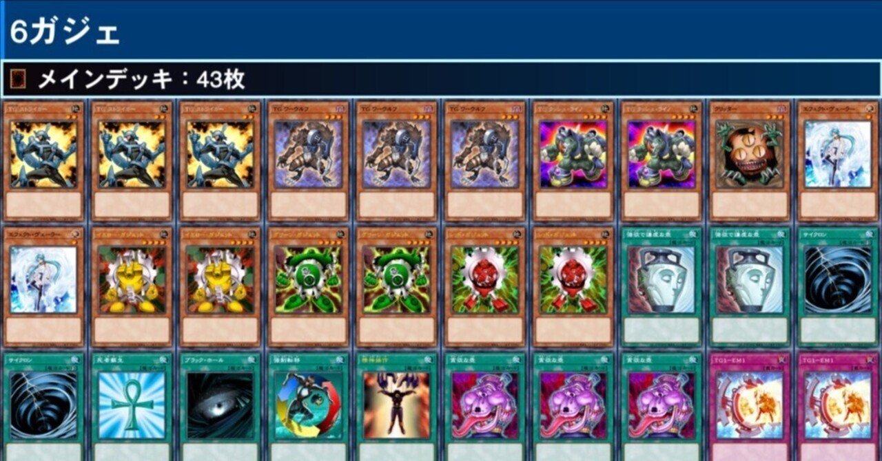 TG6ガジェについて 寒波亭ベスト4｜おおかみ(1103環境遊戯王)