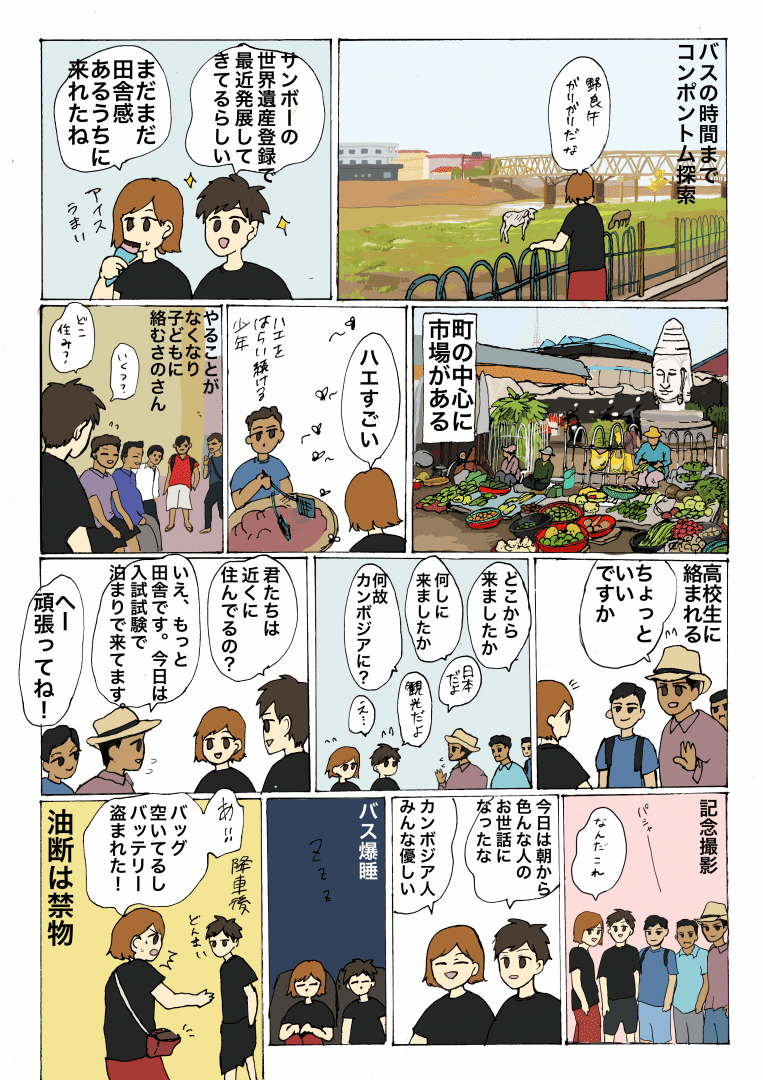 カンボジア旅行記漫画18 コンポントム2 ドゥル Note